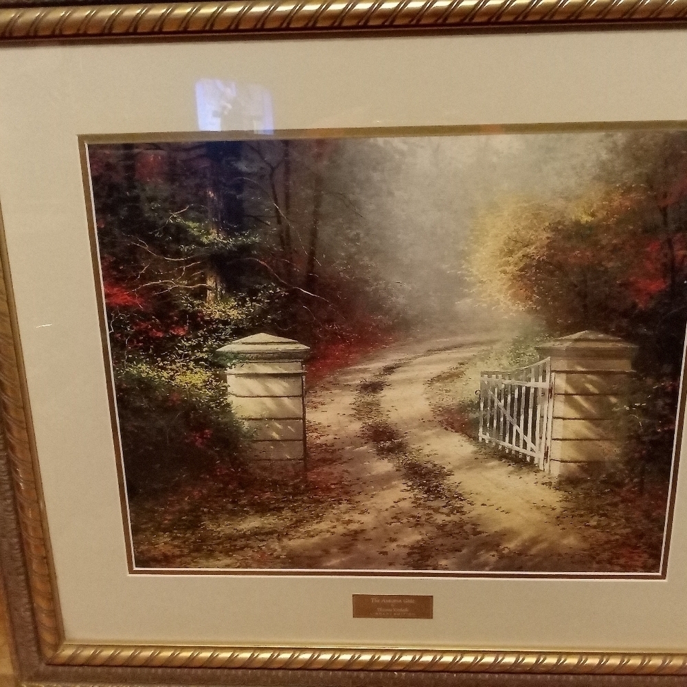 Thomas Kinkade Autumn Gate Library Edition Framed Art Print Vintage Wall Decor - Picture 12 of 12
